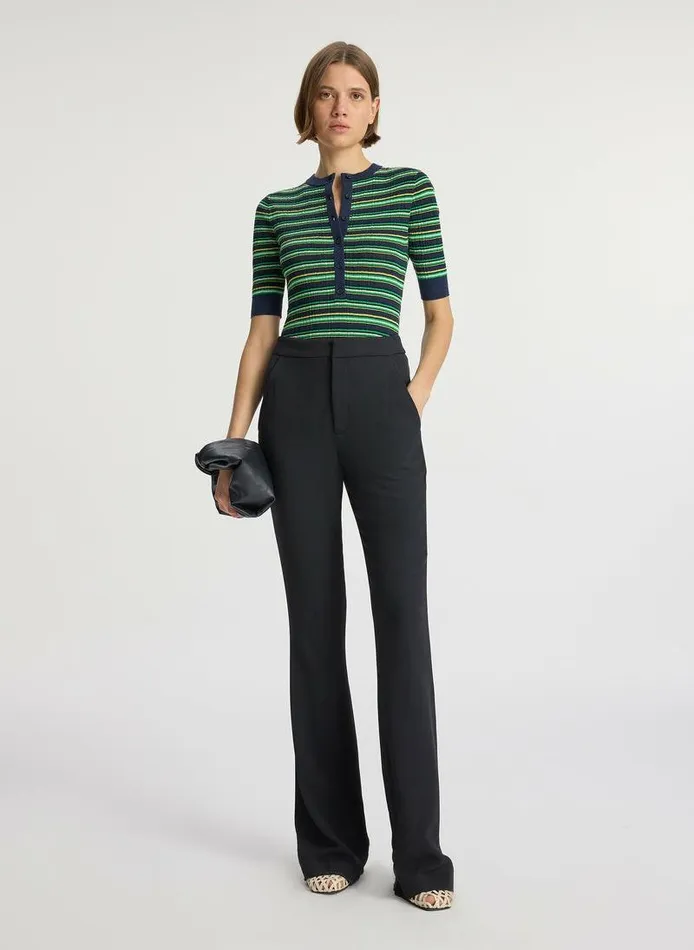 Dresses Women ALC Fisher Fine Cotton Knit Top Navygreen Multi Dresses Women ALC Fisher Fine Cotton Knit Top Navygreen Multi