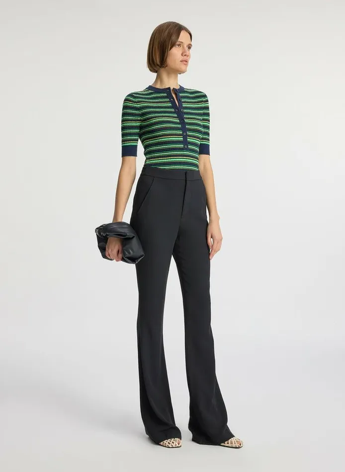 Dresses Women ALC Fisher Fine Cotton Knit Top Navygreen Multi Dresses Women ALC Fisher Fine Cotton Knit Top Navygreen Multi
