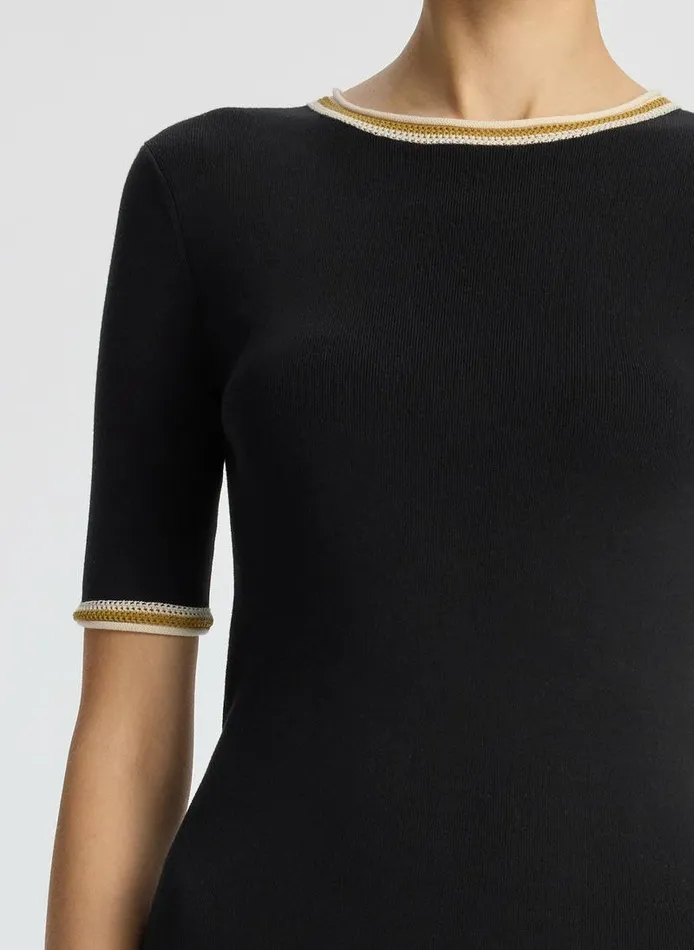 Dresses Women ALC Nelly Contrast Trim Knit Dress Black Dresses Women ALC Nelly Contrast Trim Knit Dress Black