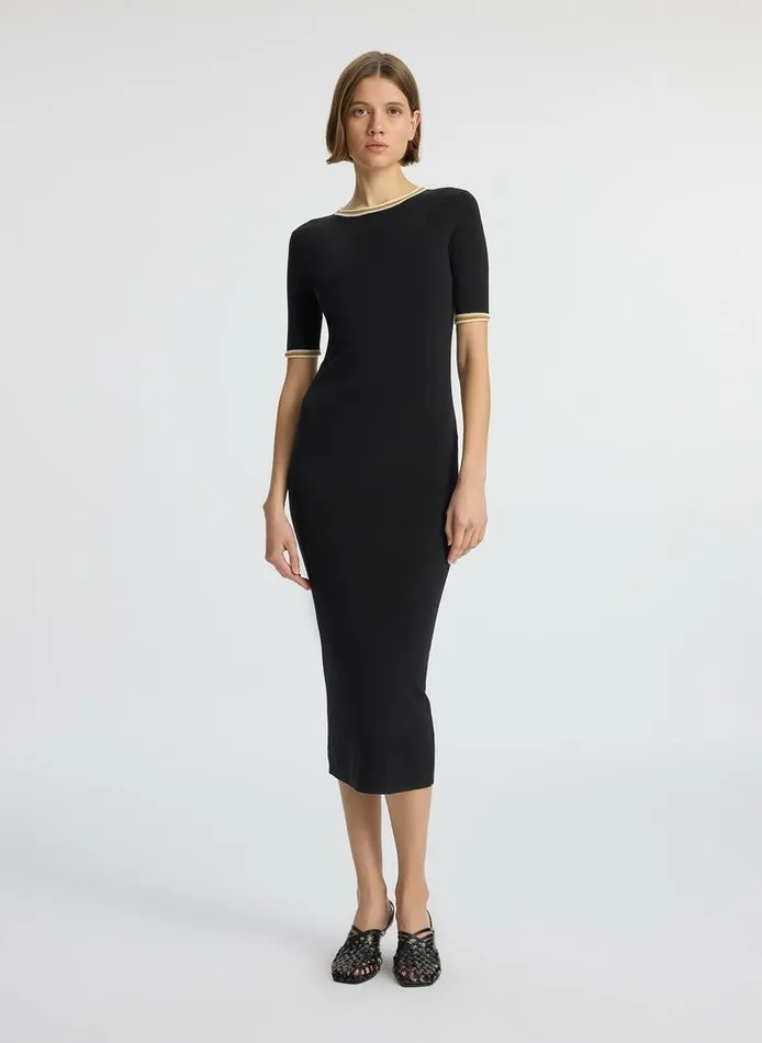Dresses Women ALC Nelly Contrast Trim Knit Dress Black Dresses Women ALC Nelly Contrast Trim Knit Dress Black