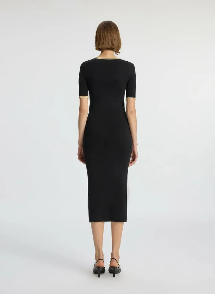 Dresses Women ALC Nelly Contrast Trim Knit Dress Black Dresses Women ALC Nelly Contrast Trim Knit Dress Black