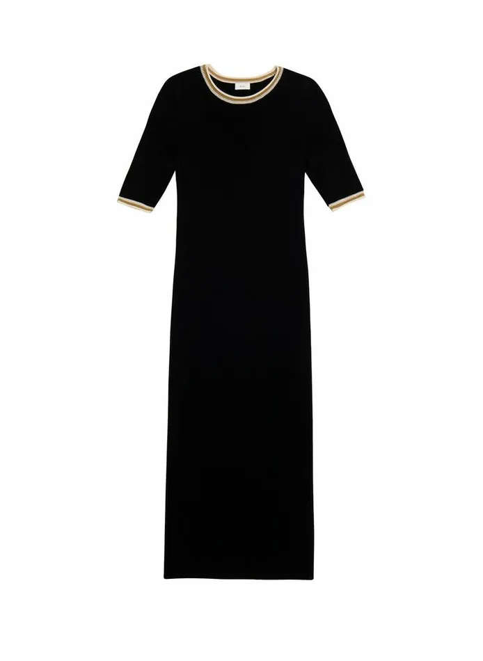 Dresses Women ALC Nelly Contrast Trim Knit Dress Black Dresses Women ALC Nelly Contrast Trim Knit Dress Black