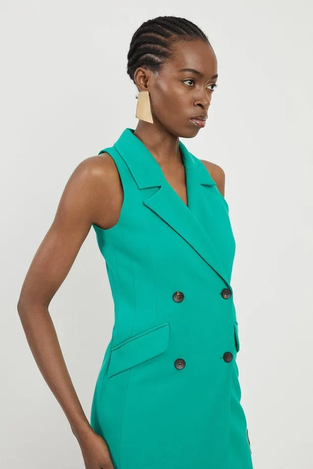 Dresses Women Karen Millen Compact Stretch Halter Neck Mini Blazer Dress Emerald