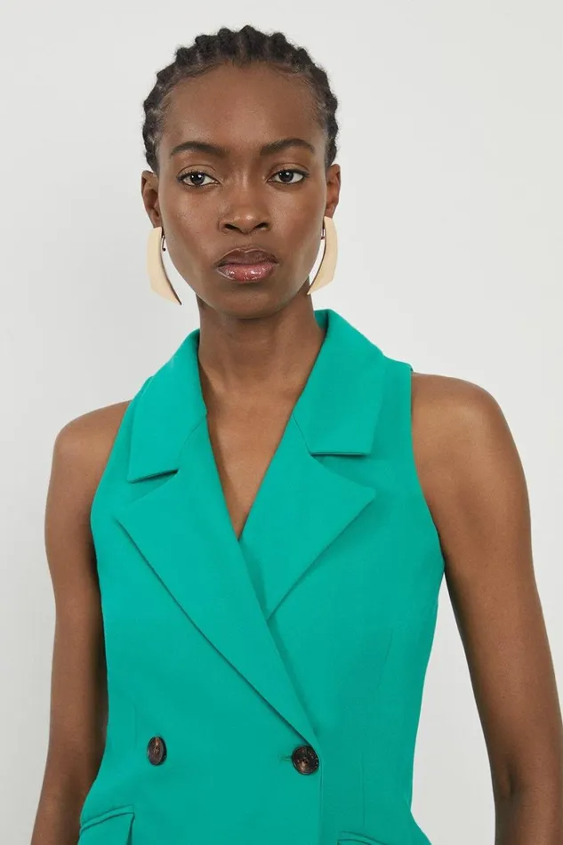 Dresses Women Karen Millen Compact Stretch Halter Neck Mini Blazer Dress Emerald