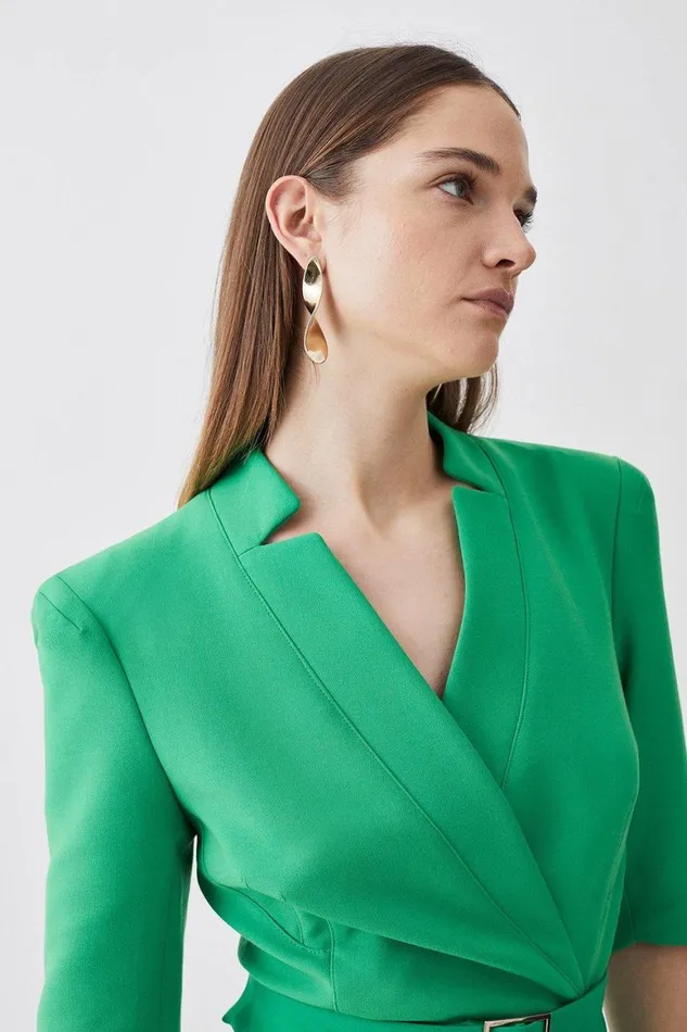 Dresses Women Karen Millen Compact Stretch Lace Up Forever Midi Dress Green