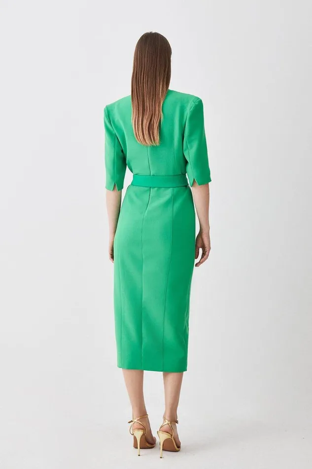 Dresses Women Karen Millen Compact Stretch Lace Up Forever Midi Dress Green