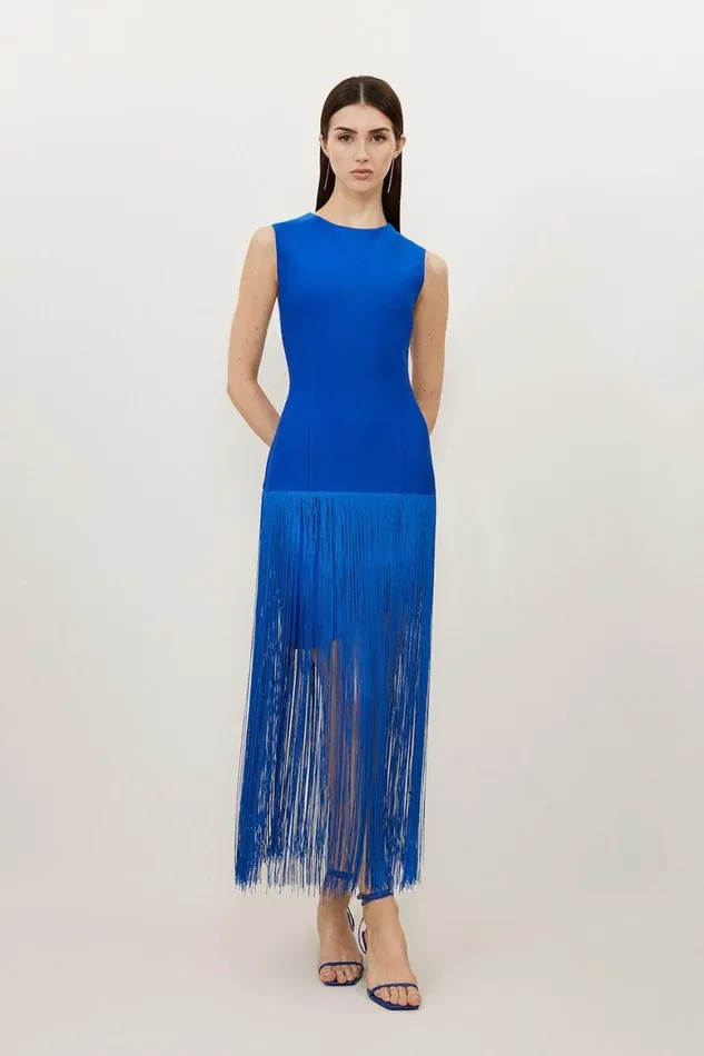 Dresses Women Karen Millen Figure Form Bandage Tassel Hem Dress Cobalt