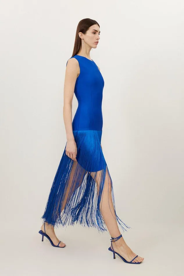 Dresses Women Karen Millen Figure Form Bandage Tassel Hem Dress Cobalt