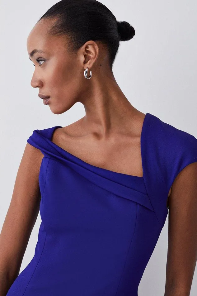 Dresses Women Karen Millen Italian Structured Stretch Pencil Midi Dress Cobalt