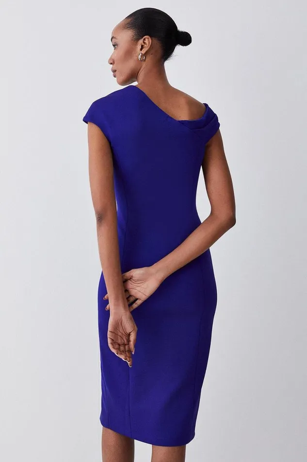 Dresses Women Karen Millen Italian Structured Stretch Pencil Midi Dress Cobalt
