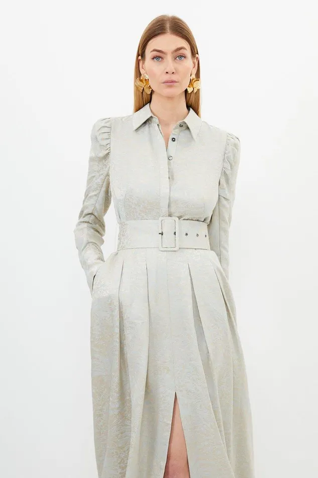 Dresses Women Karen Millen Jacquard Woven Midi Dress Ivory