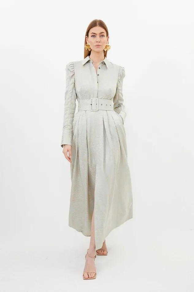 Dresses Women Karen Millen Jacquard Woven Midi Dress Ivory