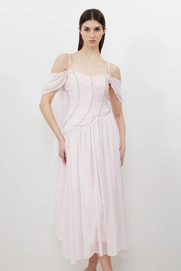 Dresses Women Karen Millen Petite Cold Shoulder Embellished Georgette Woven Maxi Dress Blush Dresses Women Karen Millen Petite Cold Shoulder Embellished Georgette Woven Maxi Dress Blush