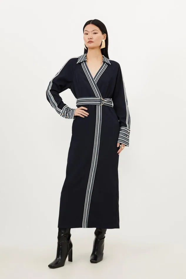 Dresses Women Karen Millen Petite Collared Contrast Twill Woven Belted Midaxi Dress Navy Dresses Women Karen Millen Petite Collared Contrast Twill Woven Belted Midaxi Dress Navy