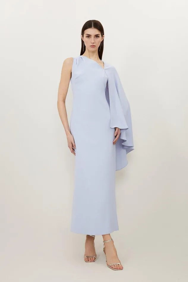 Dresses Women Karen Millen Petite Fluid Tailored Asymmetric One Shoulder Drape Dress Pale Blue