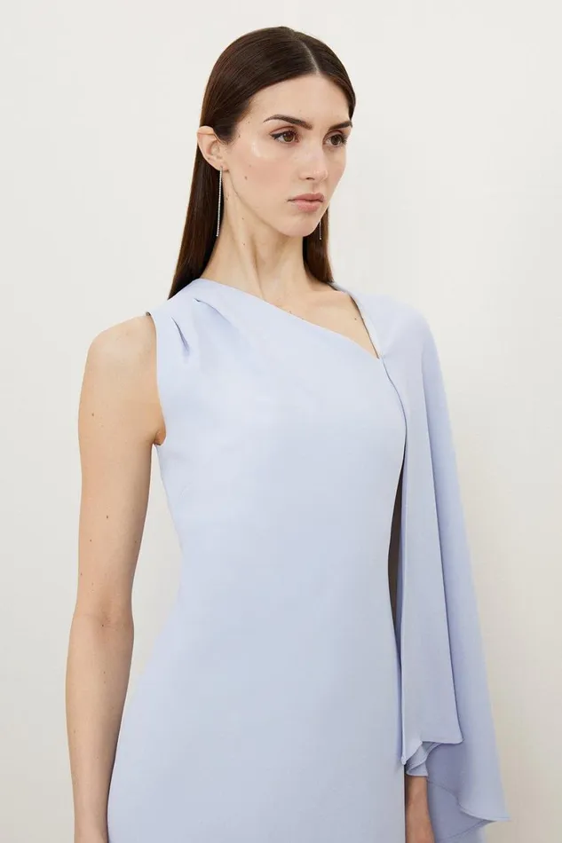Dresses Women Karen Millen Petite Fluid Tailored Asymmetric One Shoulder Drape Dress Pale Blue