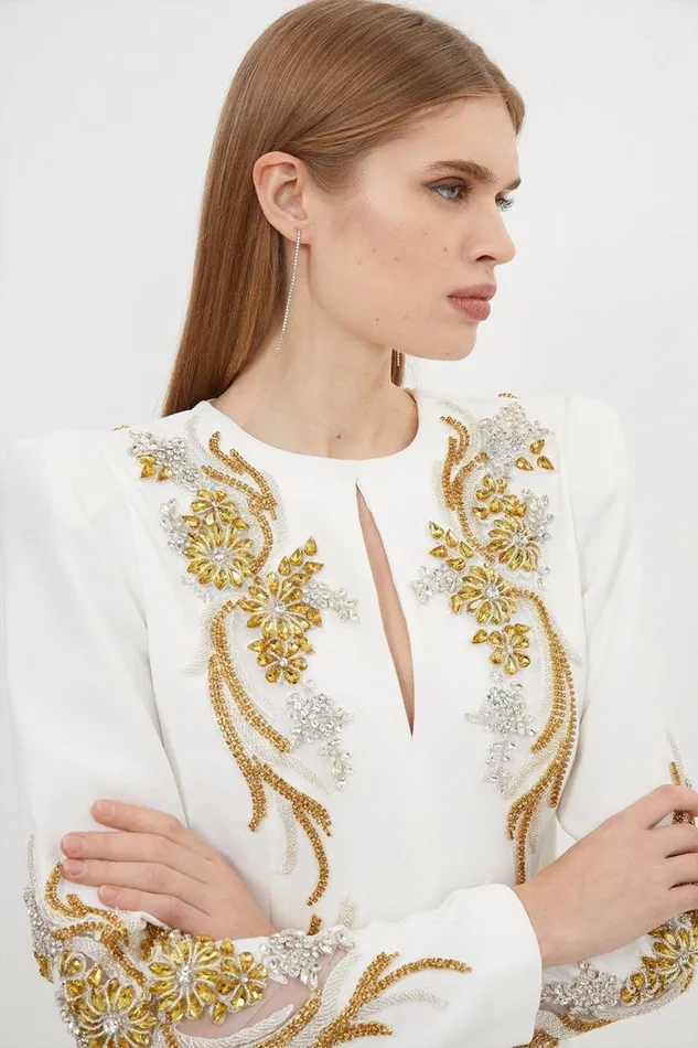 Dresses Women Karen Millen Petite Premium Crystal Powershoulder Embellished Woven Maxi Dress Ivory Dresses Women Karen Millen Petite Premium Crystal Powershoulder Embellished Woven Maxi Dress Ivory