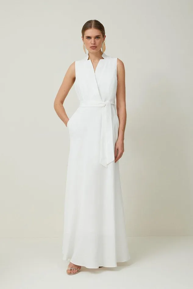 Dresses Women Karen Millen Petite Premium Tailored Linen Notch Neck Belted Midaxi Dress Ivory Dresses Women Karen Millen Petite Premium Tailored Linen Notch Neck Belted Midaxi Dress Ivory