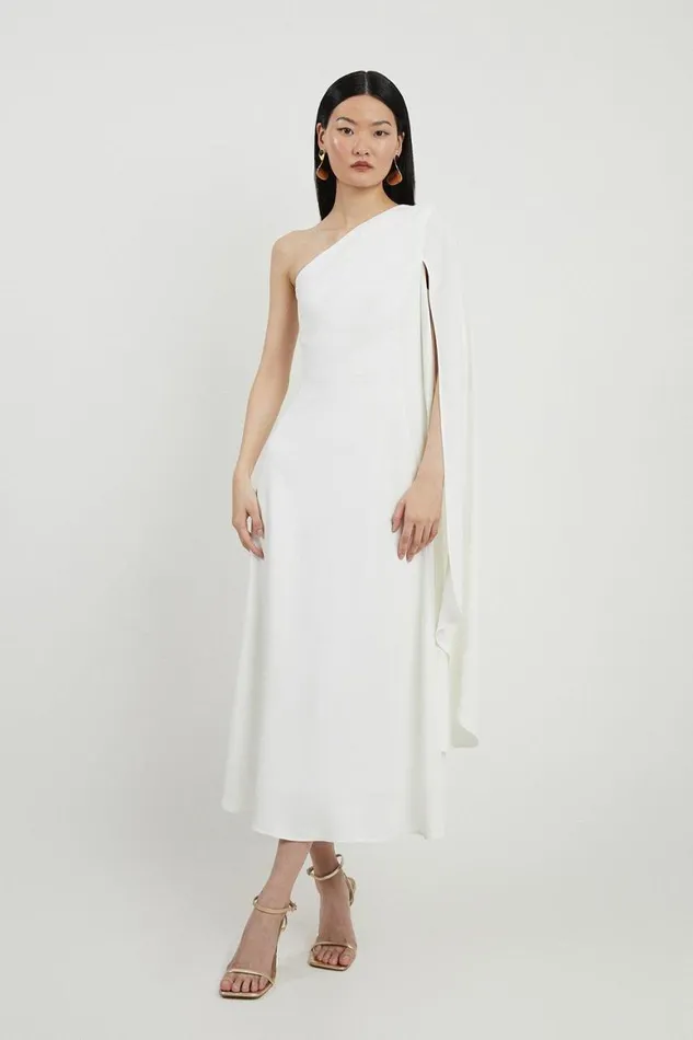 Dresses Women Karen Millen Petite Satin Back Crepe One Shoulder Drape Sleeve Maxi Dress Ivory Dresses Women Karen Millen Petite Satin Back Crepe One Shoulder Drape Sleeve Maxi Dress Ivory