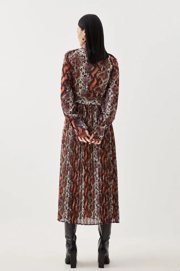 Dresses Women Karen Millen Pleated Georgette Woven Maxi Dress Animal