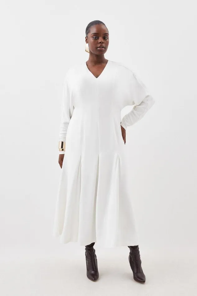 Dresses Women Karen Millen Plus Size Premium Viscose Crepe V Neck Long Sleeve Woven Midi Dress Ivory Dresses Women Karen Millen Plus Size Premium Viscose Crepe V Neck Long Sleeve Woven Midi Dress Ivory