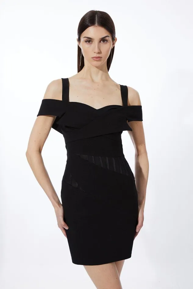 Dresses Women Karen Millen Ponte And Power Mesh Jersey Mini Dress Black