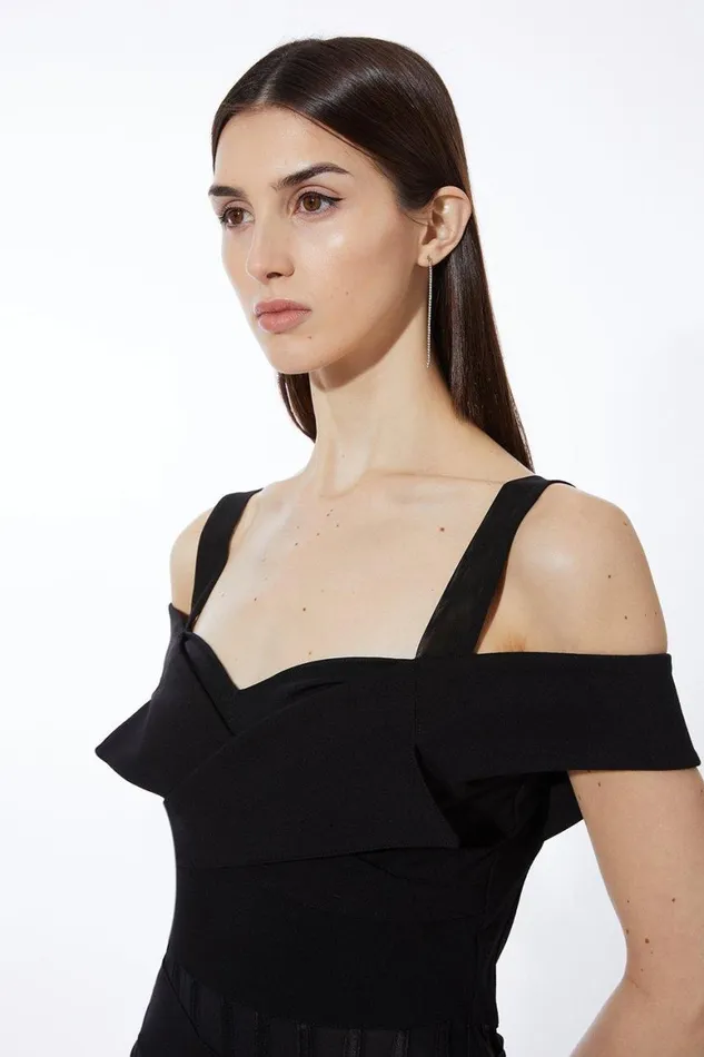 Dresses Women Karen Millen Ponte And Power Mesh Jersey Mini Dress Black