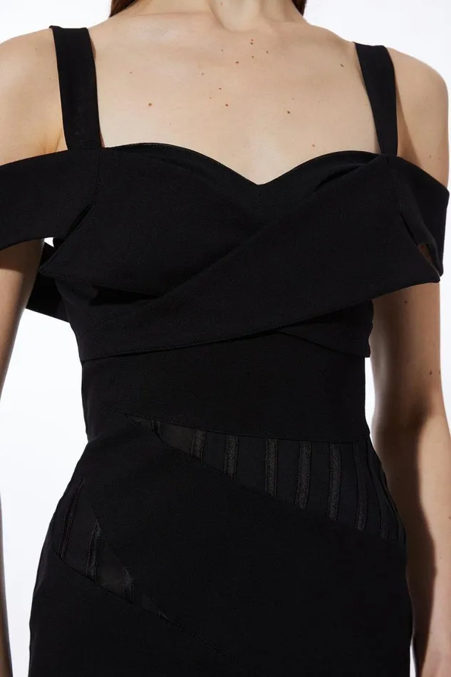Dresses Women Karen Millen Ponte And Power Mesh Jersey Mini Dress Black