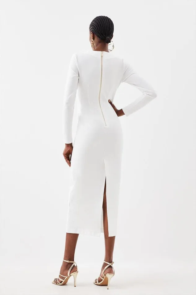Dresses Women Karen Millen Ponte Jersey Midi Dress Cream