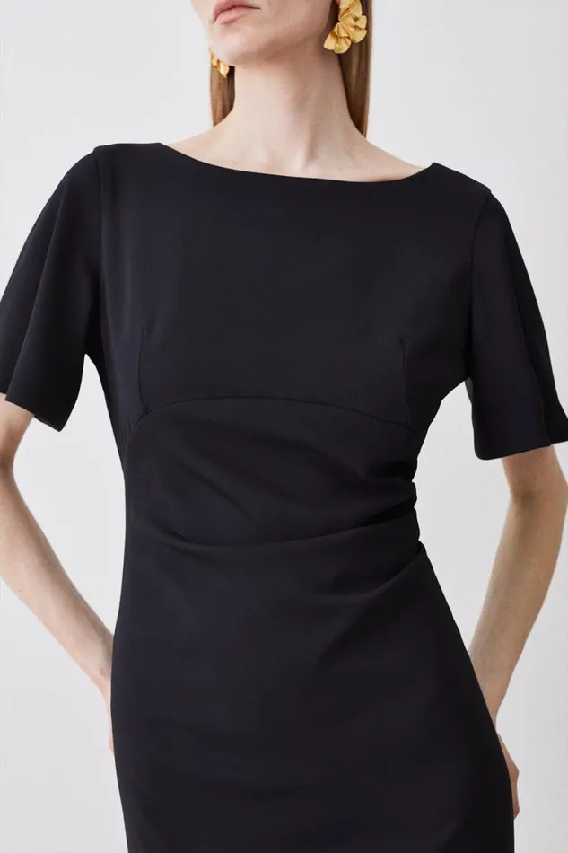 Dresses Women Karen Millen Premium Crepe Flare Sleeve Midi Dress Black