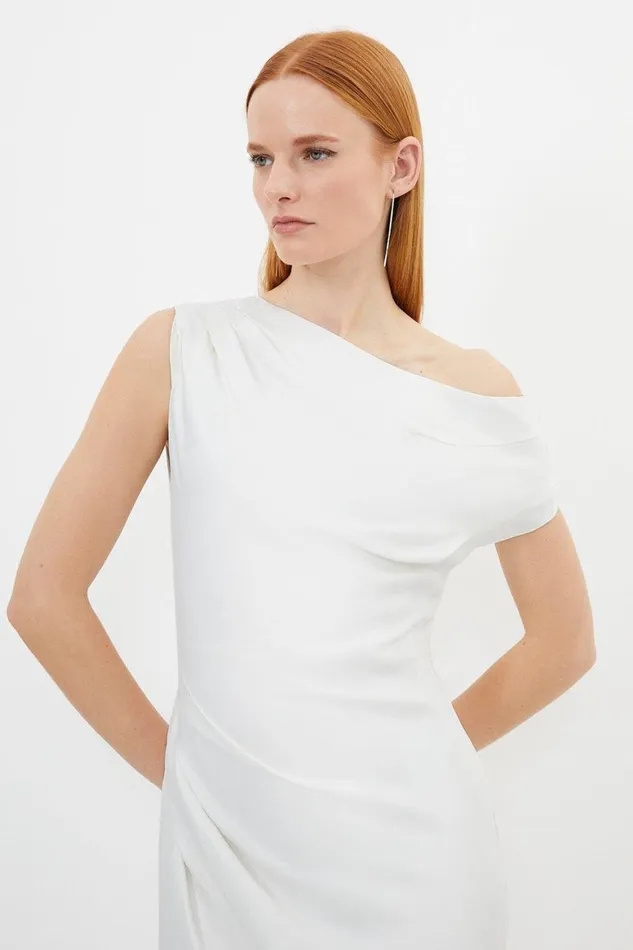 Dresses Women Karen Millen Satin Back Crepe Woven Maxi Dress Ivory