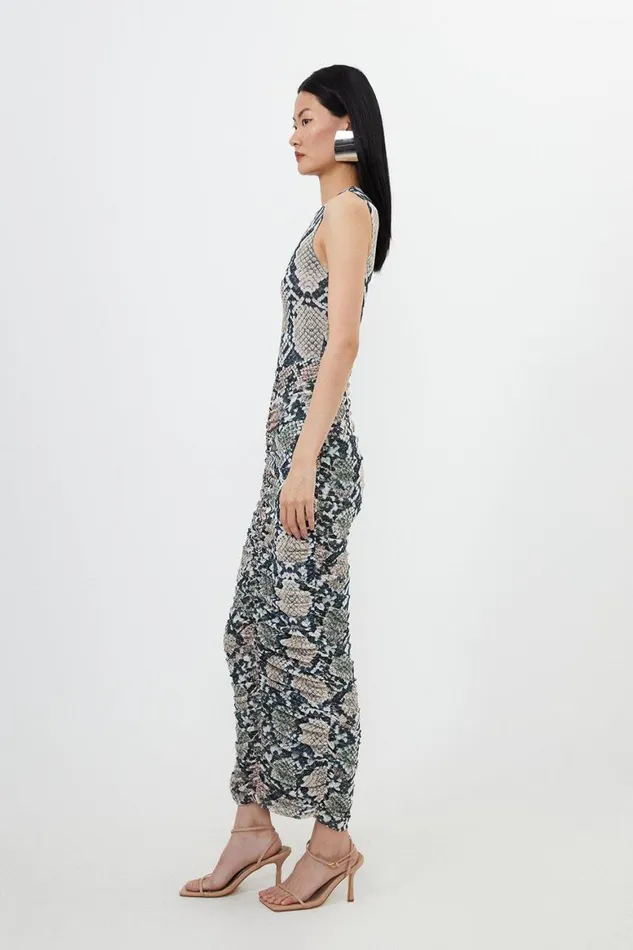 Dresses Women Karen Millen Snake Mesh Jersey Sleeveless Maxi Dress Snake