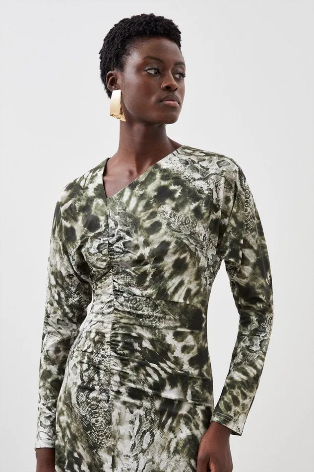 Dresses Women Karen Millen Snake Print Jersey Asymmetric Maxi Dress Snake