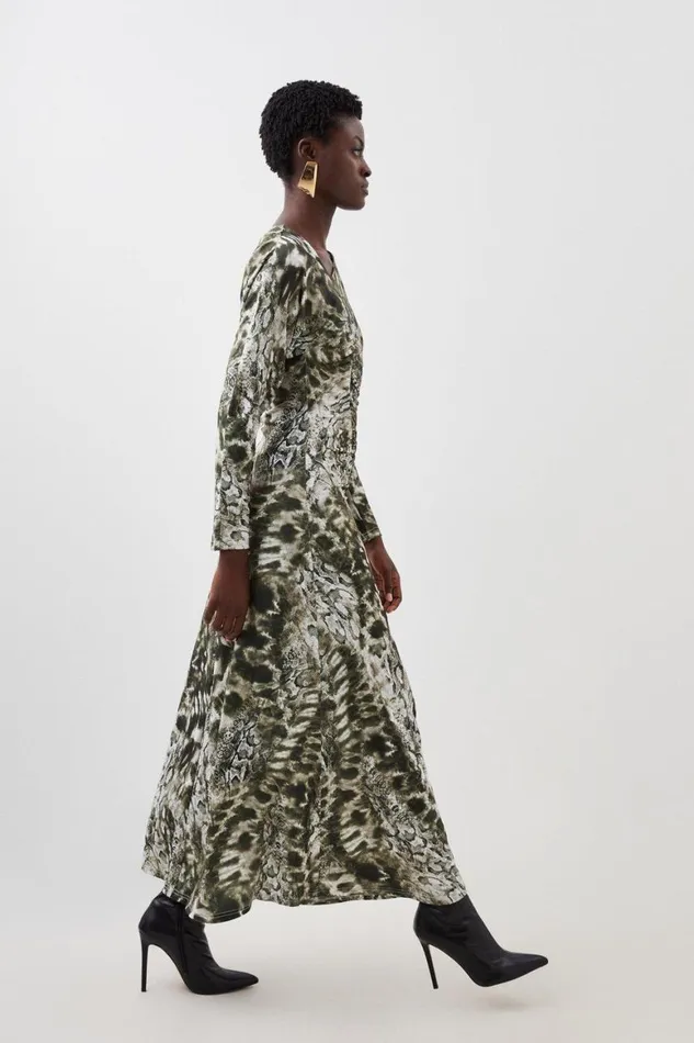 Dresses Women Karen Millen Snake Print Jersey Asymmetric Maxi Dress Snake