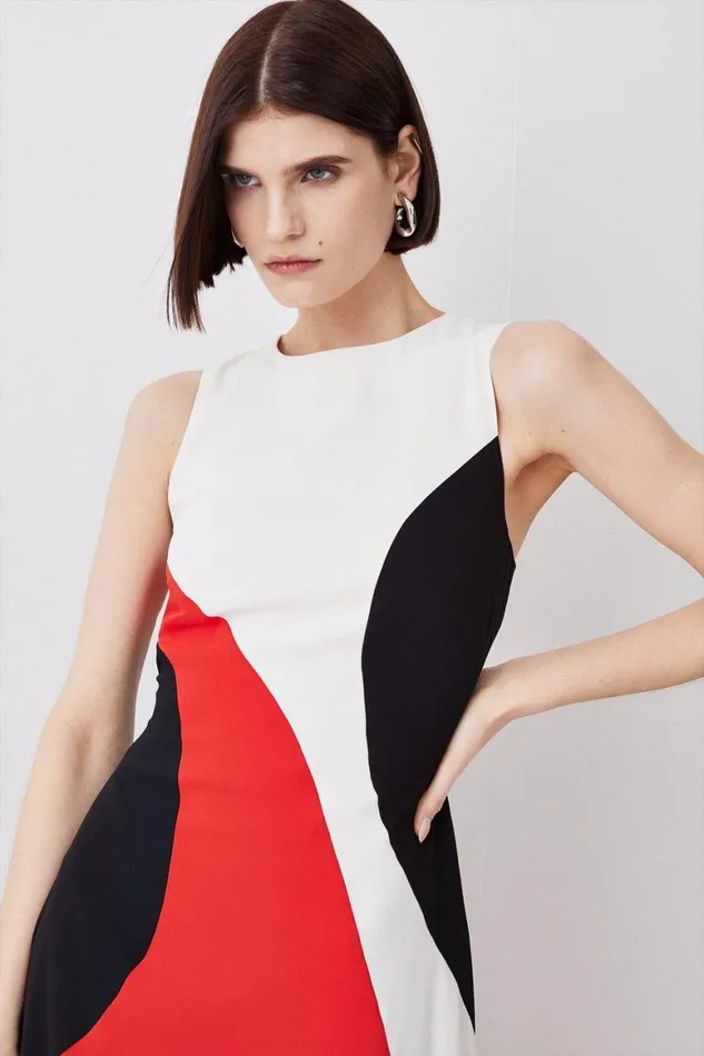 Dresses Women Karen Millen Soft Tailored Colour Block Midaxi Dress Red