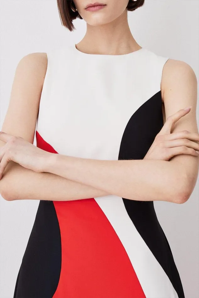 Dresses Women Karen Millen Soft Tailored Colour Block Midaxi Dress Red