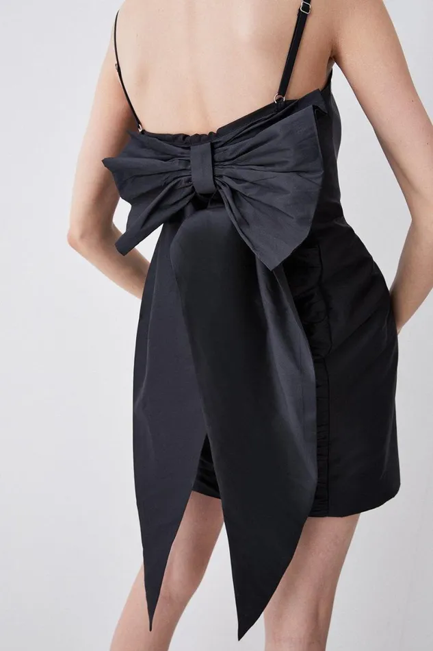 Dresses Women Karen Millen Taffeta Exaggerated Bow Cami Mini Dress Black