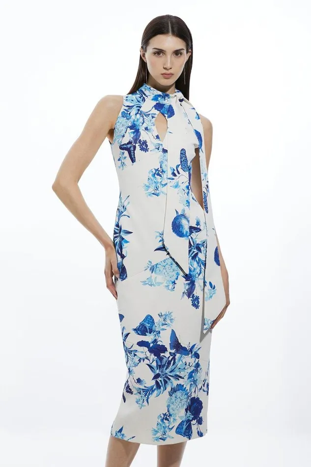 Dresses Women Karen Millen Tailored Crepe Butterfly Floral Neck Tie Midi Pencil Dress Floral Dresses Women Karen Millen Tailored Crepe Butterfly Floral Neck Tie Midi Pencil Dress Floral