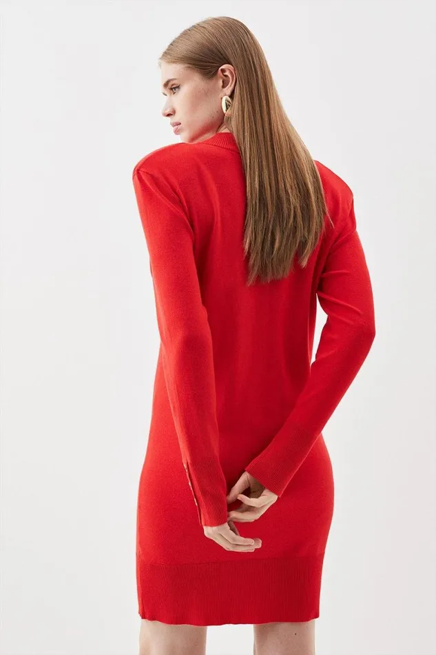 Dresses Women Karen Millen Viscose Blend V Neck Mini Dress Red