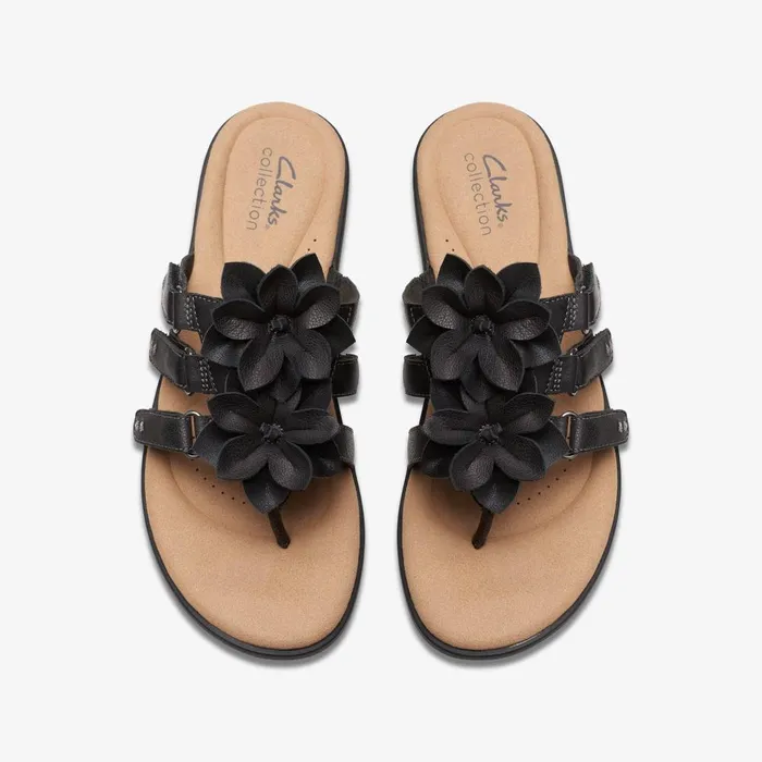 Elizabelle Mae Black Combination Women Clarks Sandals and Flip Flops