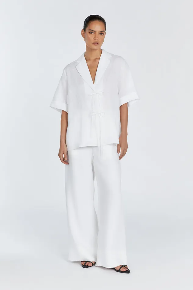 EMELIA WHITE LINEN WRAP SHIRT Women DISSH Shirts