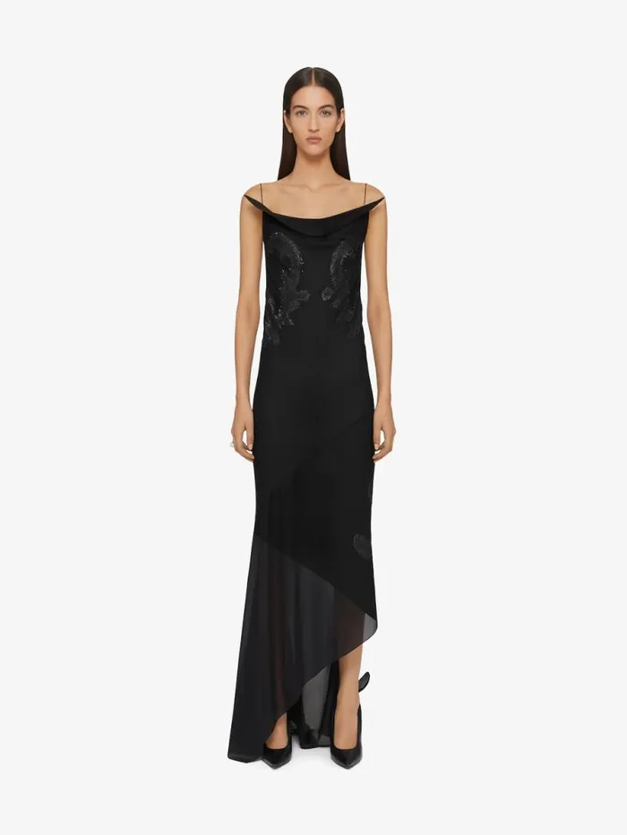 Evening Dress In Silk With Lurex Cut Thread Embroidery Black Women Givenchy Dresses