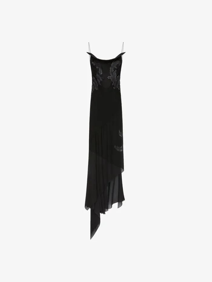 Evening Dress In Silk With Lurex Cut Thread Embroidery Black Women Givenchy Dresses