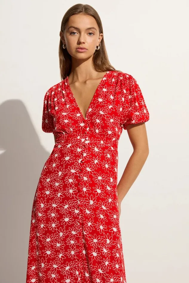 Faithfull The Brand Dresses Bellavista Midi Dress La Isla Floral Red Exclusive 8211 Final Sale 8211 Women Faithfull The Brand Dresses Bellavista Midi Dress La Isla Floral Red Exclusive 8211 Final Sale 8211 Women