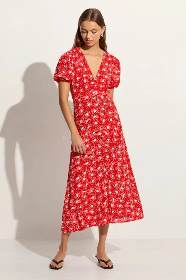 Faithfull The Brand Dresses Bellavista Midi Dress La Isla Floral Red Exclusive 8211 Final Sale 8211 Women Faithfull The Brand Dresses Bellavista Midi Dress La Isla Floral Red Exclusive 8211 Final Sale 8211 Women