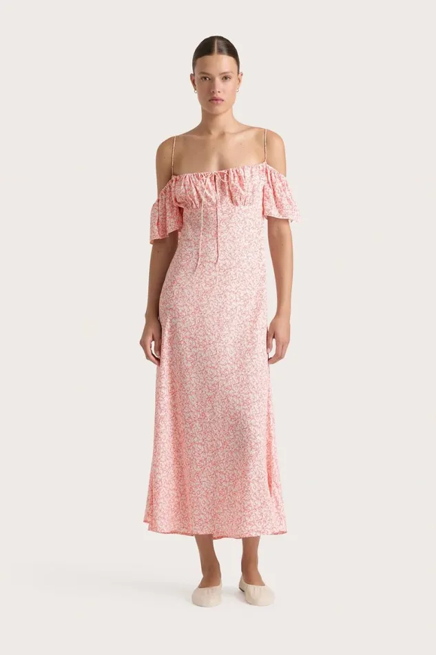 Faithfull The Brand Dresses Menton Midi Dress Calla Vermillion 8211 Women
