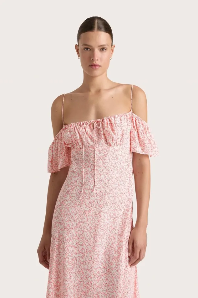 Faithfull The Brand Dresses Menton Midi Dress Calla Vermillion 8211 Women Faithfull The Brand Dresses Menton Midi Dress Calla Vermillion 8211 Women