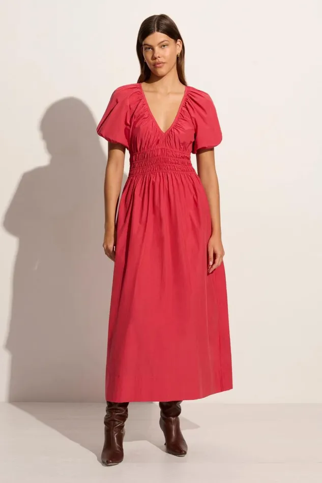 Faithfull The Brand Dresses Teatro Midi Dress Crimson 8211 Final Sale 8211 Women
