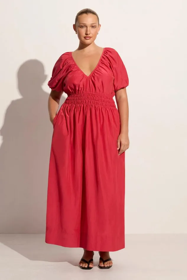 Faithfull The Brand Dresses Teatro Midi Dress Crimson 8211 Final Sale 8211 Women Faithfull The Brand Dresses Teatro Midi Dress Crimson 8211 Final Sale 8211 Women