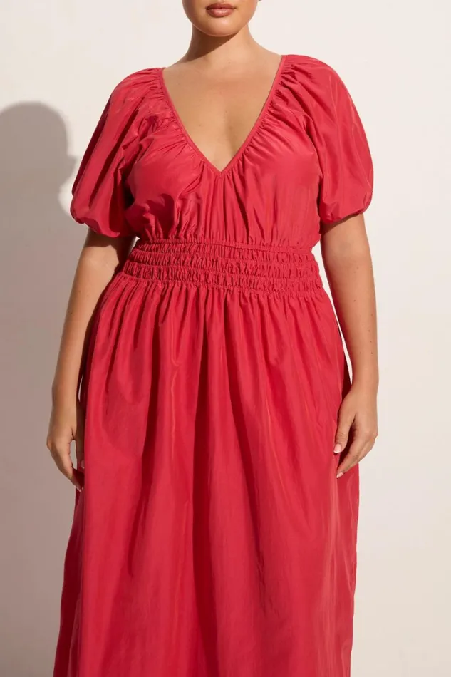 Faithfull The Brand Dresses Teatro Midi Dress Crimson 8211 Final Sale 8211 Women Faithfull The Brand Dresses Teatro Midi Dress Crimson 8211 Final Sale 8211 Women